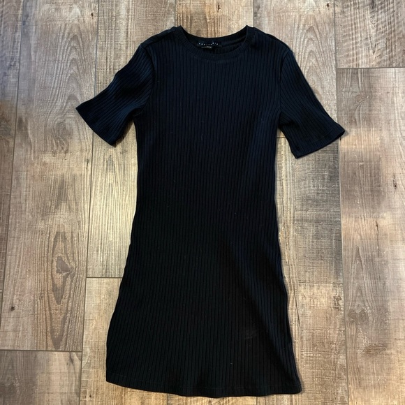 Sanctuary Act Natural Black Ribbed Bodycon Mini Dress Medium EUC - Picture 1 of 5